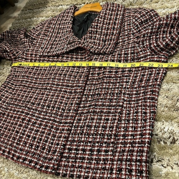 Talbots size 20 Tweed jacket asymmetrical zip Red Black White - Picture 8 of 9